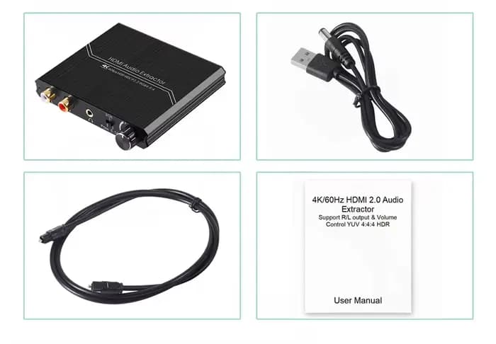 Extracteur Audio HDMI 2.0 optique TOSLINK SPDIF 5.1CH R/L bouton de contrôle du Volume de sortie 4K
